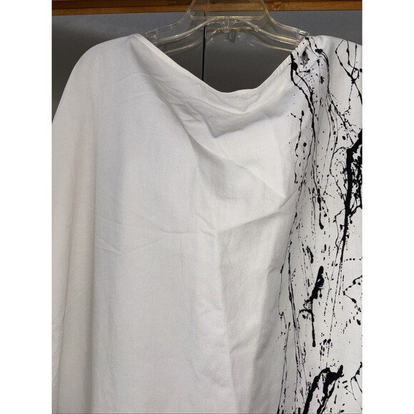 Ozai N Ku dress 82-8056 Viscose Linen One Size Pullover Ivory Paint Splatter - Picture 10 of 11